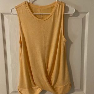 Yellowish Sleeveless Top, Drape Bottom, Medium.